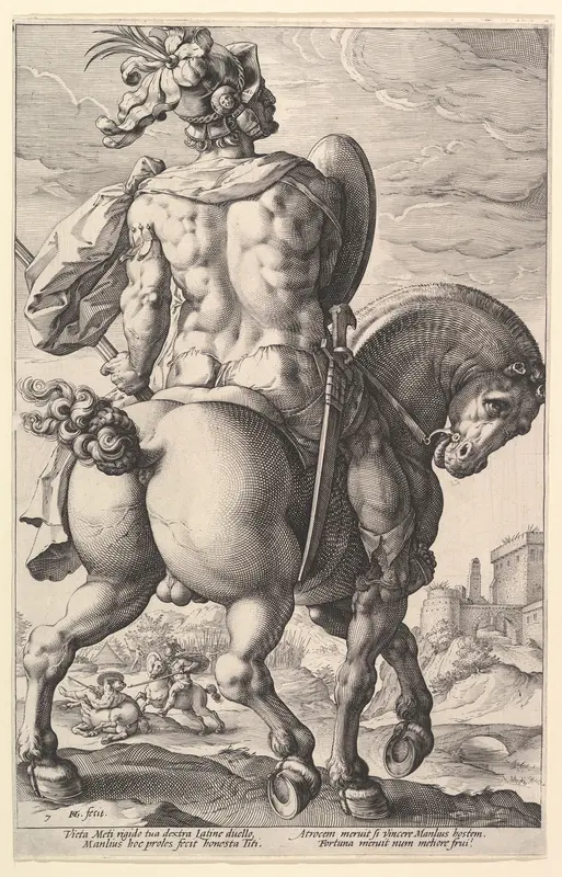 Titus Manlius Torquatus, from "The Roman Heroes" Wall Art by Hendrick Goltzius - High-Resolution Digital Print