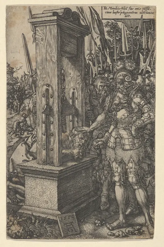 Titus Manlius Torquatus Ordering the Execution of His Son Wall Art by Heinrich Aldegrever - High-Resolution Digital Print