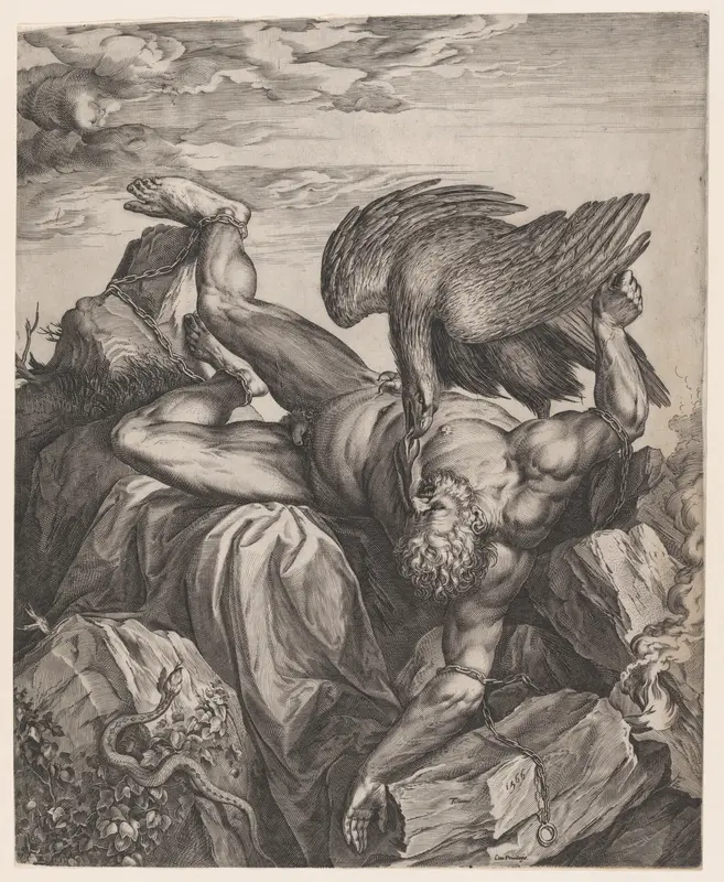 Tityus Punished in Hell Wall Art by Cornelis Cort - High-Resolution Digital Print
