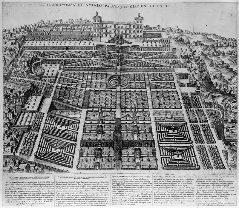 Tivoli Palace and Gardens, from "Speculum Romanae Magnificentiae"