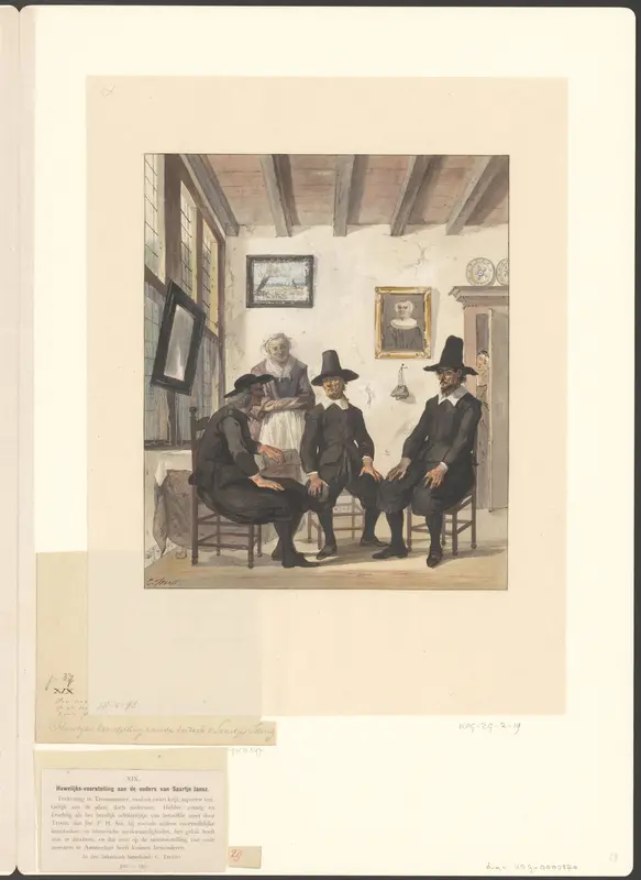 Tjerk Heindrikze en Stoffel Thyssen vragen Jan Jasperse en zijn vrouw Diwertje om de hand van de dochter Wall Art by Unknown - High-Resolution Digital Print