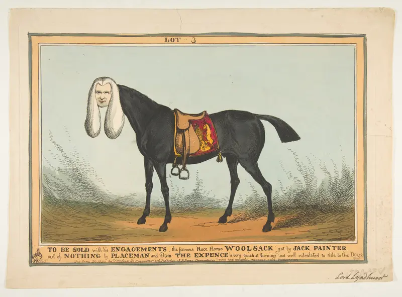 To Be Sold With All His Engagements–The Famous Race Horse Woolsack Wall Art by William Heath ('Paul Pry') - High-Resolution Digital Print