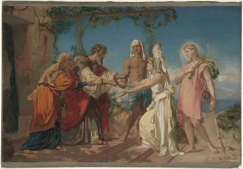 Tobias Brings His Bride Sarah to the House of His Father, Tobit Wall Art by Henri Lehmann - High-Resolution Digital Print