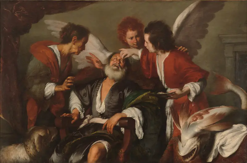 Tobias Curing His Father's Blindness Wall Art by Bernardo Strozzi - High-Resolution Digital Print