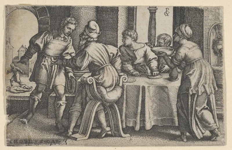 Tobias Leaving the Table, from "The Story of Tobias" Wall Art by Georg Pencz - High-Resolution Digital Print