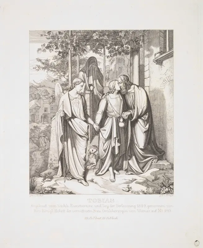 Tobias Takes Leave of his Father Wall Art by Ferdinand Anton Krüger - High-Resolution Digital Print
