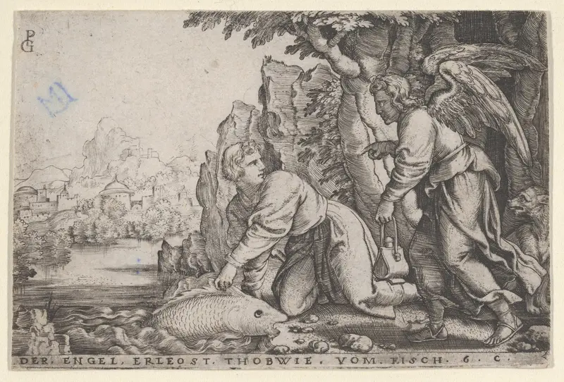 Tobiolus Catches the Fish, from The Story of Tobias Wall Art by Georg Pencz - High-Resolution Digital Print