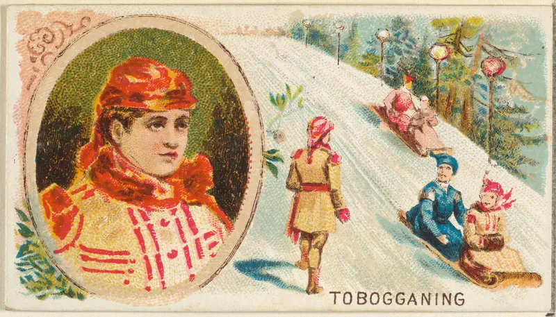 Tobogganing, from the Games and Sports series (N165) for Old Judge Cigarettes Wall Art by Goodwin & Company - High-Resolution Digital Print