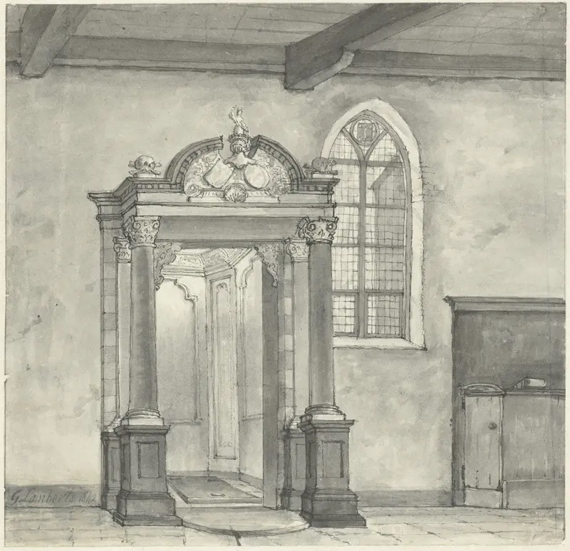 Toegang tot de kapel met de grafkelder van de Heren van Zandvoort, in de kerk te Zandvoort Wall Art by Gerrit Lamberts - High-Resolution Digital Print