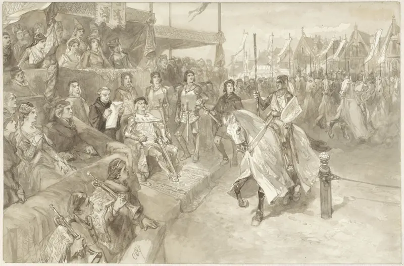 Toernooispel te Haarlem, illustratie van episode uit De Roos van Dekama Wall Art by Charles Rochussen - High-Resolution Digital Print