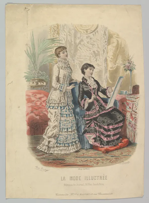 Toilettes de Mme. L. Massieu, from La Mode Illustrée Wall Art by Adèle-Anaïs Toudouze - High-Resolution Digital Print