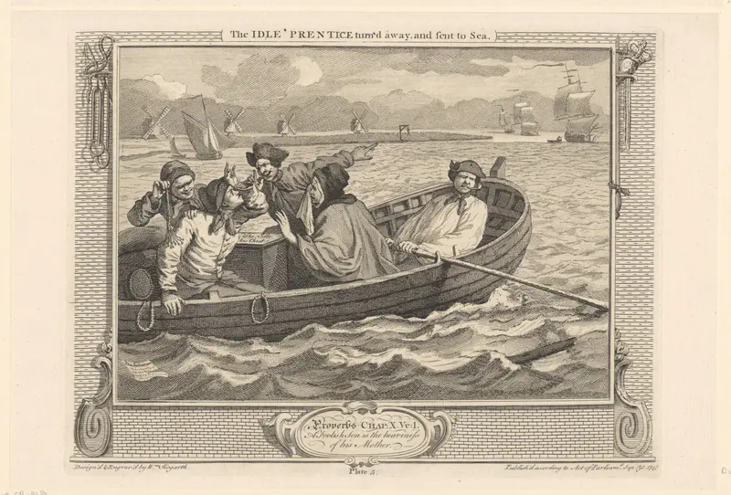 Tom Idle wordt in een roeiboot naar een schip op de Theems gevaren Wall Art by Unknown - High-Resolution Digital Print