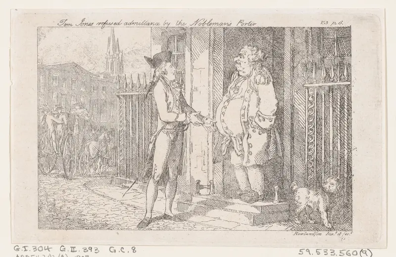 Tom Jones Refused Admittance by the Nobleman's Porter, from "The History of Tom Jones, a Foundling" Wall Art by Thomas Rowlandson - High-Resolution Digital Print