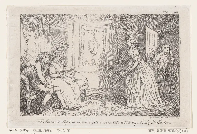 Tom Jones & Sophia interrupted in a tete a tete by Lady Bellaston, from "The History of Tom Jones, a Foundling" Wall Art by Thomas Rowlandson - High-Resolution Digital Print