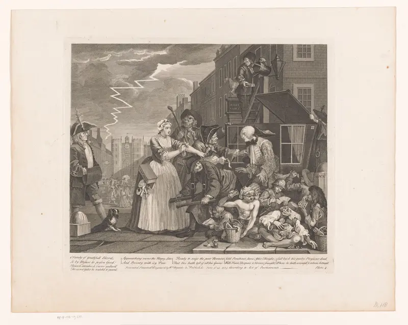 Tom Rakewell gered van zijn arrestatie door Sarah Young Wall Art by John Hoadly - High-Resolution Digital Print