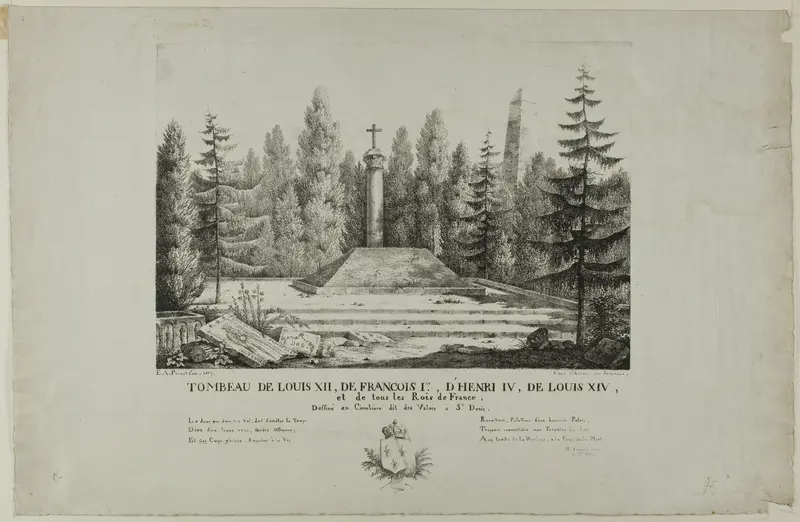 Tomb of Louis XII, François I, Henry IV, Louis XIV, and all the kings of France in the Valois Cemetery at St. Denis Wall Art by E. A. Pernot - High-Resolution Digital Print