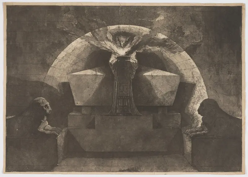 Tomb with Death Standing Wall Art by Louis Jean Desprez - High-Resolution Digital Print