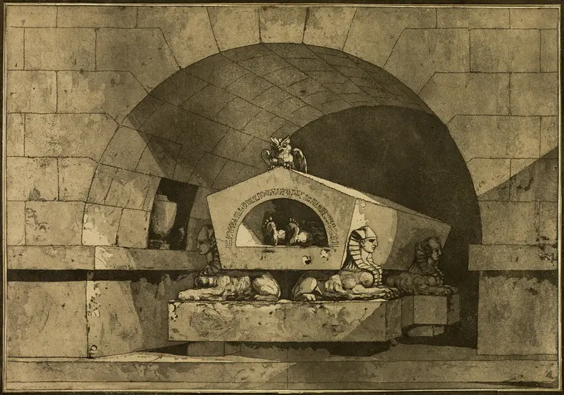 Tomb with Sphinxes and an Owl Wall Art by Louis Jean Desprez - High-Resolution Digital Print