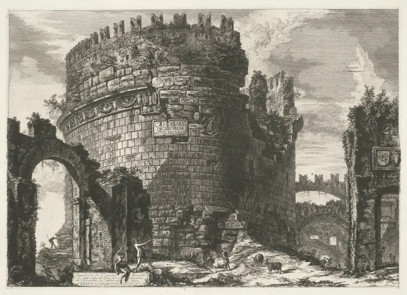 Tombe van Caecilia Metella te Rome Wall Art by Unknown - High-Resolution Digital Print