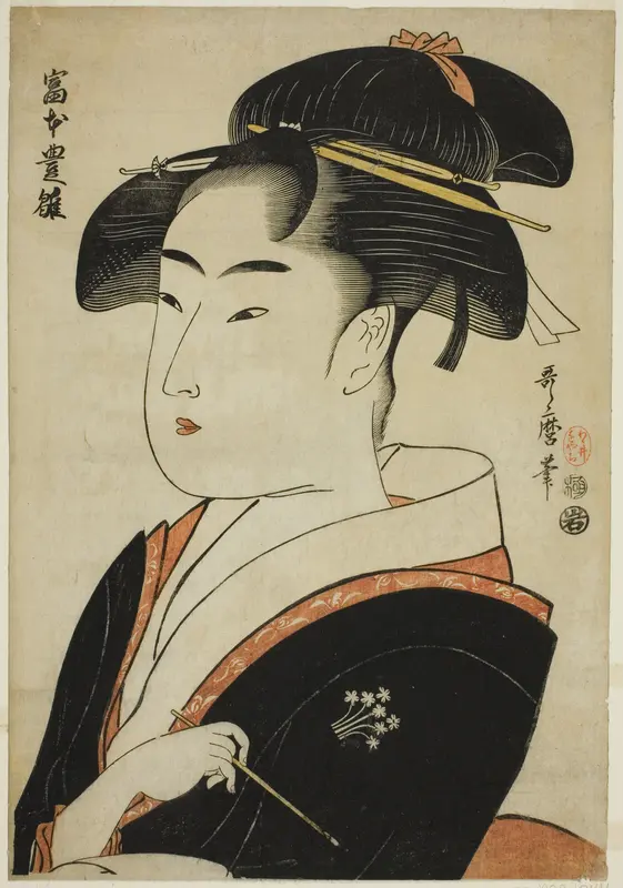 Tomimoto Toyohina, from the series "Famous Beauties of Edo (Edo komei bijin)"