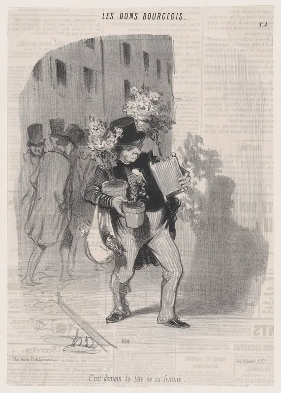 Tomorrow is his wife's birthday, from 'The good bourgeois,' published in Le Charivari, June 18, 1846 Wall Art by Honoré Daumier - High-Resolution Digital Print