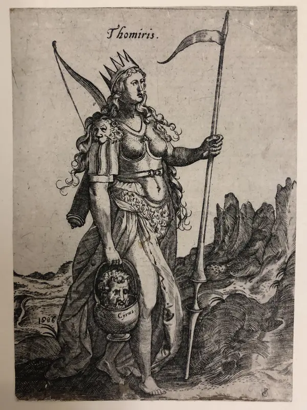 Tomyris with the Head of King Cyrus Wall Art by Hieronymus (Jerome) Wierix - High-Resolution Digital Print