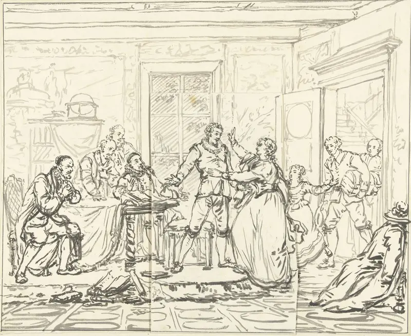 Toneelscène uit Jacob Simonsz de Rijk Wall Art by Pieter Bartholomeusz. Barbiers - High-Resolution Digital Print
