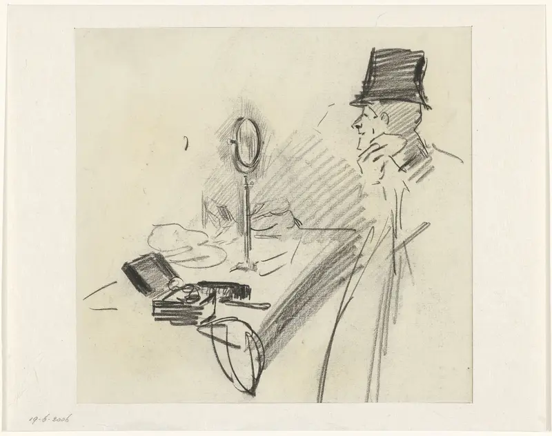Toneelspeler die zich voor een spiegel schminkt Wall Art by Isaac Israels - High-Resolution Digital Print