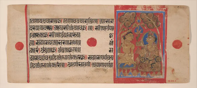Tonsure of Mahavira: Folio from a Kalpasutra Manuscript Wall Art by Unknown - High-Resolution Digital Print