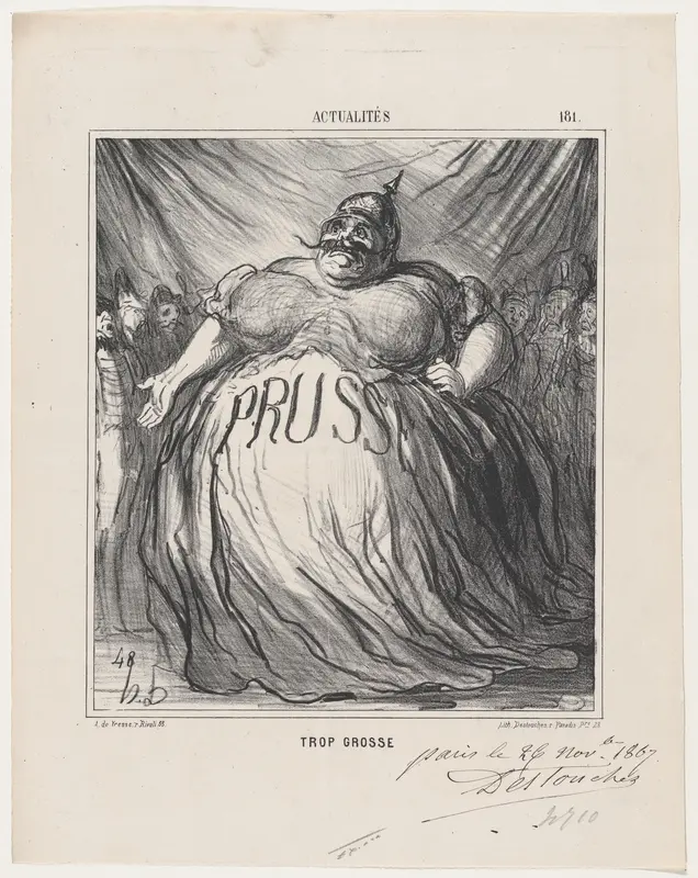 Too fat, from 'News of the day,' published in Le Charivari, November 16, 1867 Wall Art by Honoré Daumier - High-Resolution Digital Print