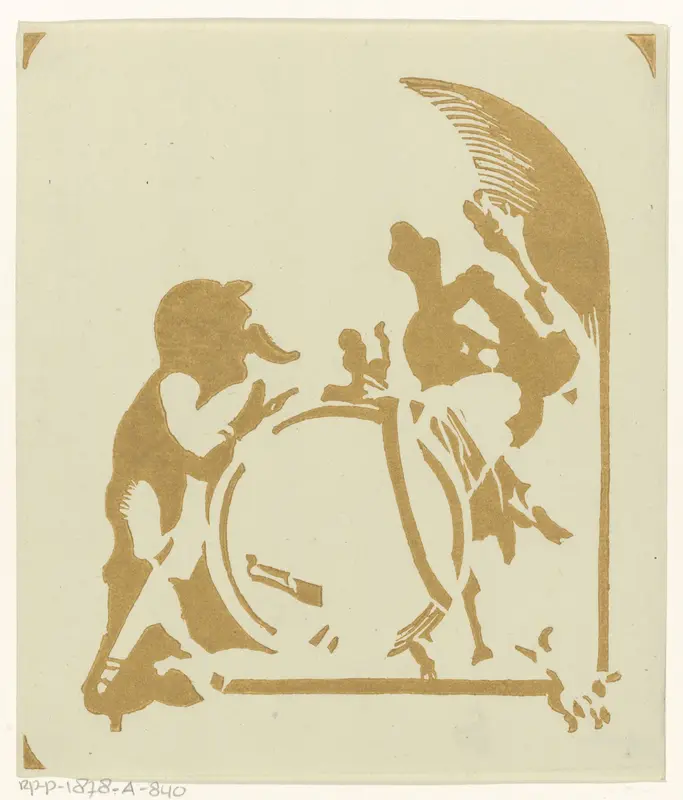 Toonblok van Allegorie met twee putti Wall Art by Abraham Delfos - High-Resolution Digital Print