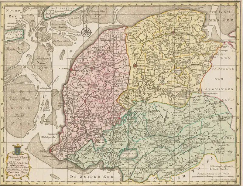 Topografische kaart van Friesland, 1781 Wall Art by Unknown - High-Resolution Digital Print
