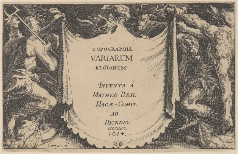 Topographia Variarum Regionum, title to the series of 28 plates Wall Art by Simon Wynhoutsz Frisius - High-Resolution Digital Print