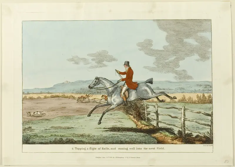 Topping a Flight of Rails, and Coming Well into the Next Field, plate two from Insdispensable Accomplishments Wall Art by Sir Robert Frankland - High-Resolution Digital Print