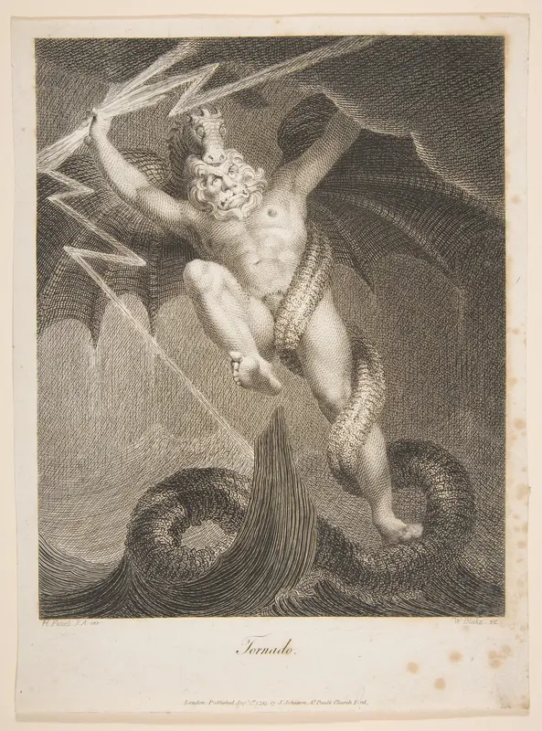 Tornado–Zeus Battling Typhon, from Erasmus Darwin's "The Botanic Garden" Wall Art by William Blake - High-Resolution Digital Print