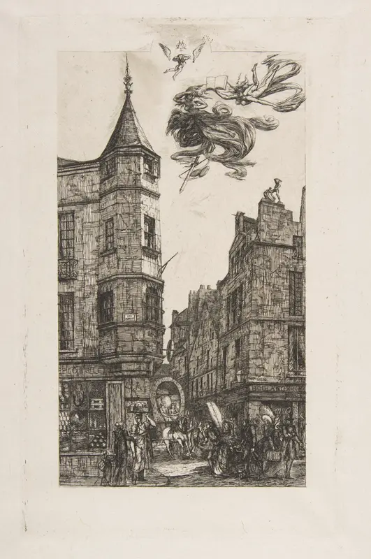 Tourelle Rue de l'Ecole de Médecine, 22 (House with a Turret, No 22, rue de l'Ecole de Médecine, Paris) (called the Turret of Marat) Wall Art by Charles Meryon - High-Resolution Digital Print