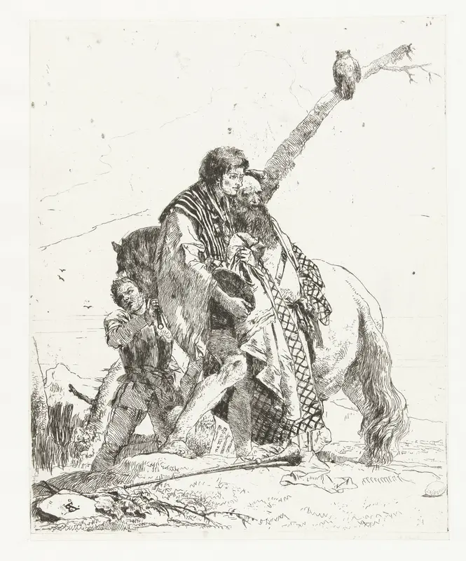 Tovenaar en twee jongens bij paard Wall Art by Unknown - High-Resolution Digital Print