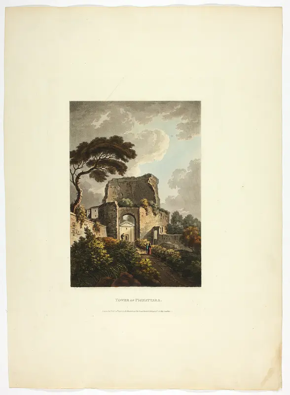 Tower of Pignattara, plate twenty-two from the Ruins of Rome Wall Art by M. Dubourg - High-Resolution Digital Print