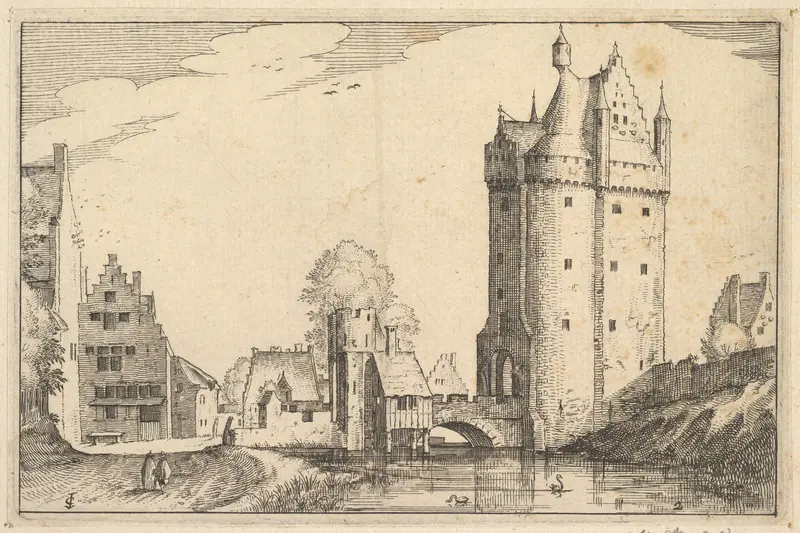 Town Gate, plate 2 from "Regiunculae et Villae Aliquot Ducatus Brabantiae" Wall Art by Claes Jansz. Visscher - High-Resolution Digital Print
