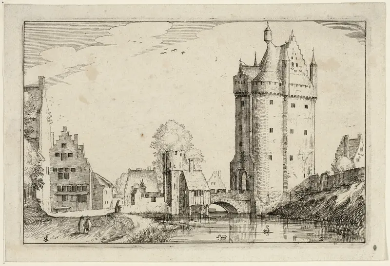 Town Gate, plate two after Pictures of Farms, Country Houses and Rustic Villages (Praediorum villarum et rusticarum casularum icones)