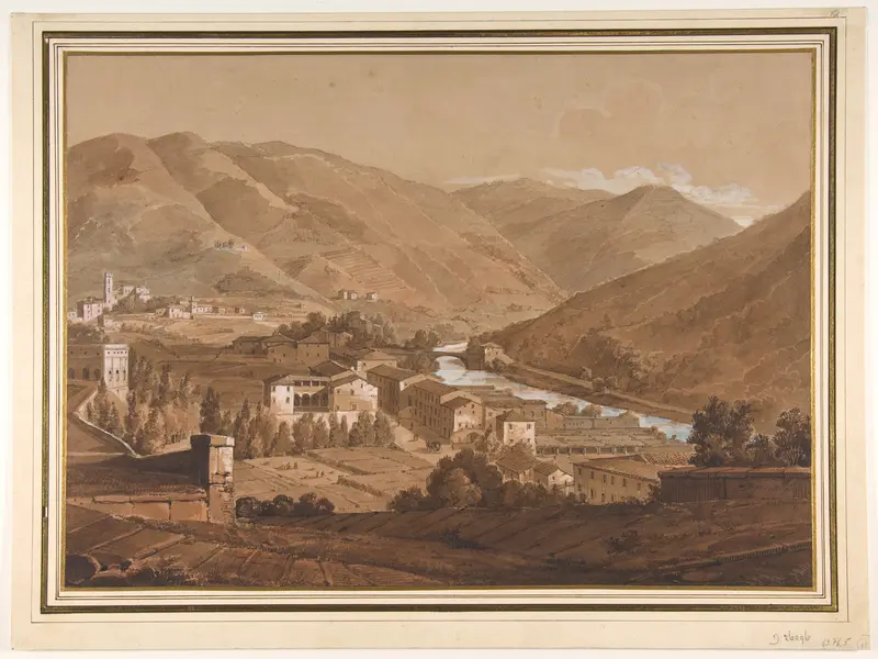 Town in an Alpine Valley Wall Art by Victor Jean Nicolle - High-Resolution Digital Print