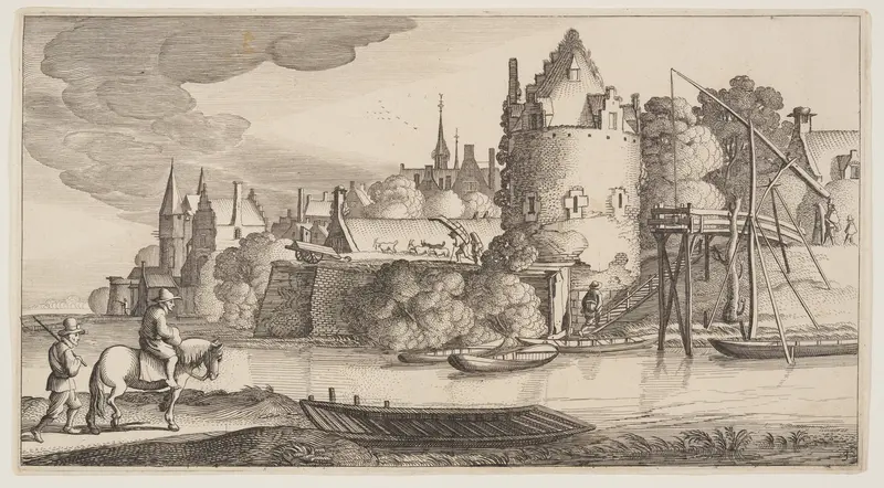 Town Situated at a River, from Landscapes (Playsante Lantschappen)