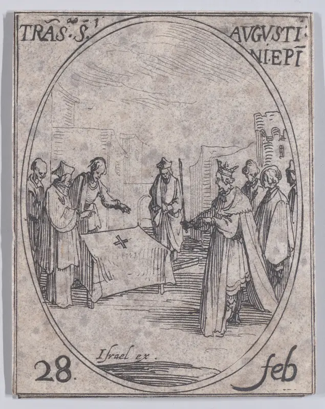 Translation de S. Augustin (Translation of St. Augustine), February 28th, from "Les Images De Tous Les Saincts et Saintes de L'Année" (Images of All of the Saints and Religious Events of the Year) Wall Art by Jacques Callot - High-Resolution Digital Print