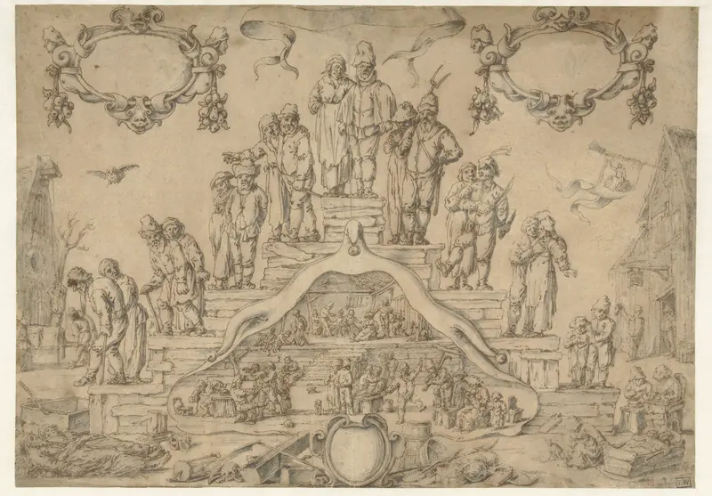 Trap des Ouderdoms met boeren en boerinnen Wall Art by Unknown - High-Resolution Digital Print