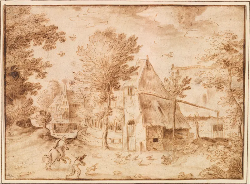 Travelers at a Village Wall Art by Copy after Joos van Liere (Master of the Small Landscapes) - High-Resolution Digital Print