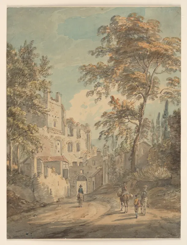Travelers Entering a Town Wall Art by Paul Sandby - High-Resolution Digital Print