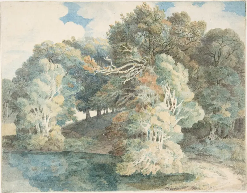 Trees by the lake, Peamore Park, near Exeter, Devon Wall Art by Francis Towne - High-Resolution Digital Print