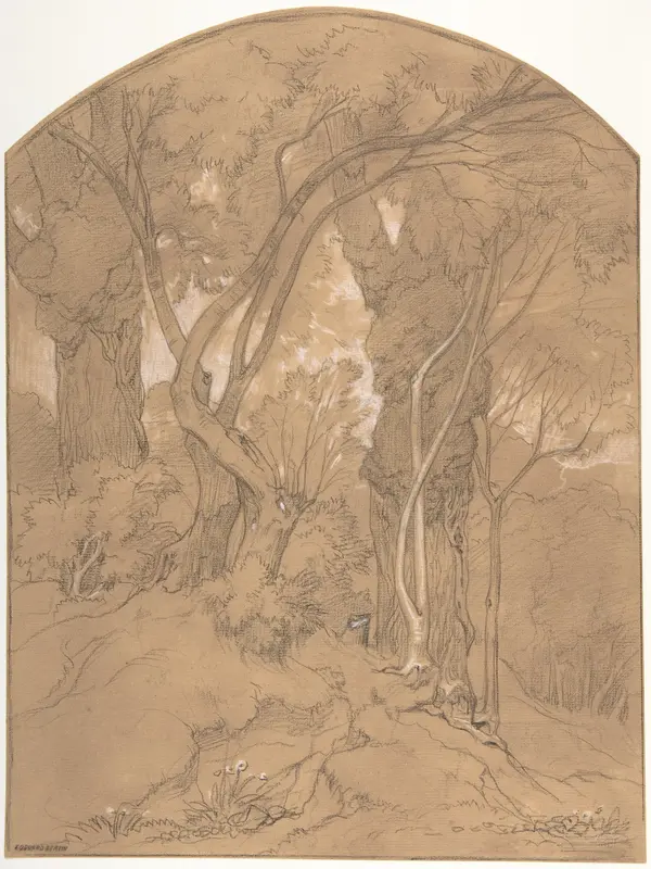 Trees in a Forest Wall Art by Edouard Bertin - High-Resolution Digital Print