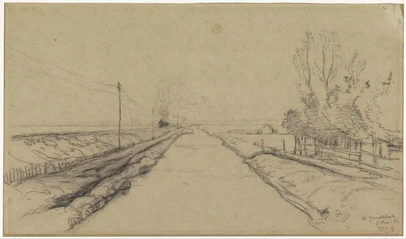 Trein in een polderlandschap Wall Art by Unknown - High-Resolution Digital Print