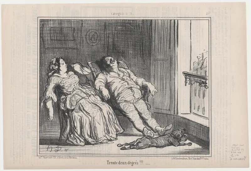 Trente deux degrés, from Croquis d'Été, published in Le Charivari, July 16, 1857 Wall Art by Honoré Daumier - High-Resolution Digital Print